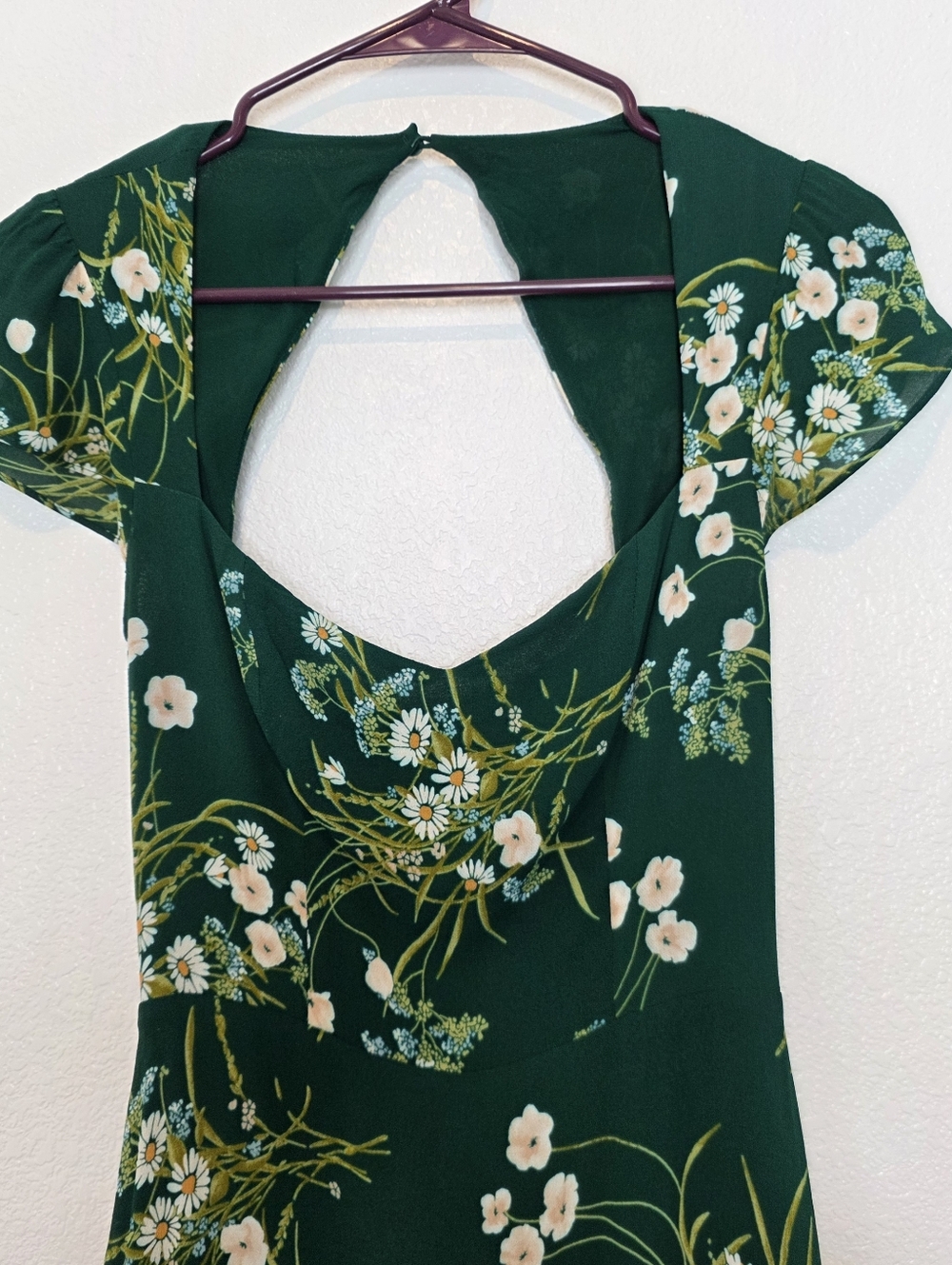 Reformation Rosi Sweetheart Neck Green Floral Dress Size 4 - Picture 5 of 12